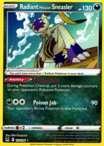 Tarjeta Pokémon Basic Radiant Hisuian Sneasler 123/196 Lost Origin Rare Holo 2022 - Imagen 1 de 2