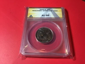 Wisconsin Extra High Leaf Quarter Graded ANACS AU 55. Nicely Minted Coin. - Picture 1 of 4