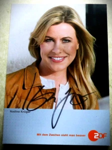 Nadin Krüger - Deutsche Moderatorin - 2DF - Karte mit Original-Autogramm - Top ! - Bild 1 von 2