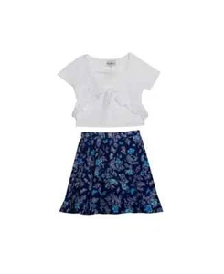 RARE EDITIONS Big Girl 3 Piece Skirt Set & Tie Wrap Top & Tank Multicolor Size 7 - Picture 1 of 2