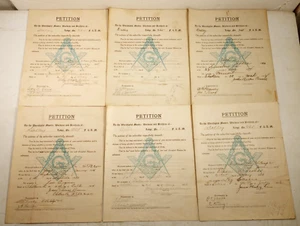 Antique Masonic Petition for Membership Documents Lot of #6 Louisiana - Picture 1 of 9