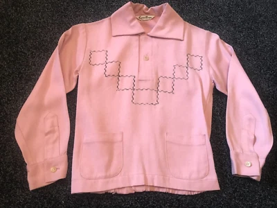 CAMISA GAUCHO GAB ROCKABILLY ORIGINAL AÑOS 50 PUNTADA DIAMANTE ROSA - PEQUEÑA/NIÑOS Foto 1 de 4