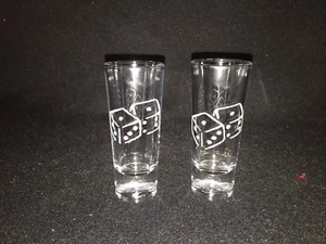 Dice Hand Etched (with a Dremel) Shooter Shot Glasses! - Picture 1 of 1