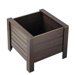 ECOFLEX Composite Outdoor Indoor 24 in. Square Planter,Walnut - Picture 1 of 8