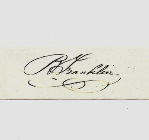 Benjamin Franklin Autograph Reprint On Genuine Original Period 1780s Paper - Picture 1 of 1