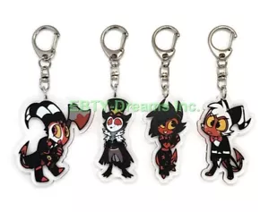 Set di 4 portachiavi in acrilico Helluva Boss Blitzo, Moxxie, Stolas, Millie v4 - Foto 1 di 2
