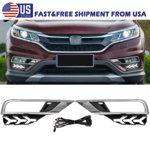 3 Color LED DRL Front Bumper Fog Light Lamps Steering For Honda CRV 2015-2016 US - Foto 1 di 15