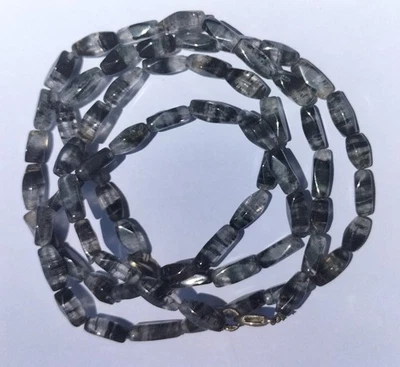 Black Tourmaline Quartz Beaded Necklace 44 cm Lobser Closure - Image 1 of 4