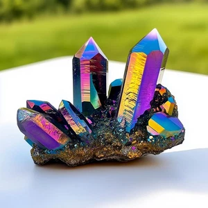 Titanium Rainbow Cluster Quartz VUG Cluster Crystal Raw Rock Crystal Home Decor - Picture 1 of 3