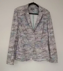 Womens Basler Purple Geometric Print Long Sleeve Lightweight Jacket Size 20 - Picture 1 of 9