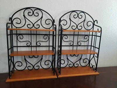 3 Tier Metal Wood Shelf Small Display Shelves - Image 1 of 4