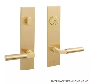 New Satin Brass Contemporary Tolland Brass Entrance Door Set - Lever Handle - - Picture 1 of 2