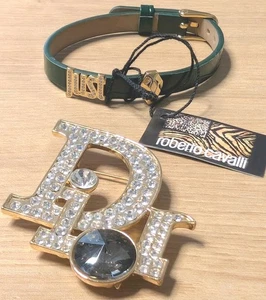 JUST CAVALLI Armband Grünes Leder Damen Luxus  Brosche DIOR - Bild 1 von 22