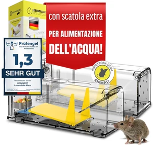 Set Di 2 Trappole Topi - Con Serbatoio + Scatola per Le Esche + Aperture per L’A - Foto 1 di 12