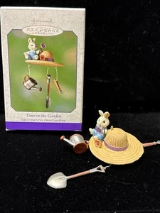 Hallmark 2000 Spring Ornament TIME IN THE GARDEN Gardening Hat & Garden Tools - Picture 1 of 6