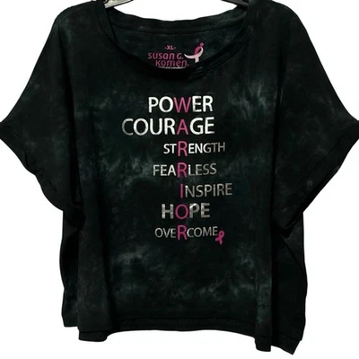 EARTH YOGA NWOT Short Sleeve Tie-Dye "Warrior" Organic Cotton Boxy Semi-Crop Tee - Image 1 of 4