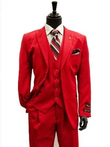 LUXURY MEN'S SUIT BY FALCONE 3869-005 RED COLOR 3PC SET REG.$399 - Picture 1 of 7