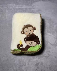 Bedtime Originals Baby Blanket Monkeys Banana Cream Ivory Plush Fleece 30"x40" - Picture 1 of 4