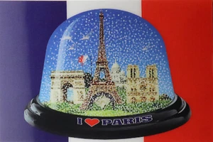 I Love Paris - Postkarte SCHNEEKUGEL - 3D Bewegung linsenförmig - Bild 1 von 1