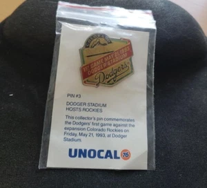1993 Union 76 Stadium 1st Game COLORADO ROCKIES Los Angeles LA Dodgers Pinback - Picture 1 of 1