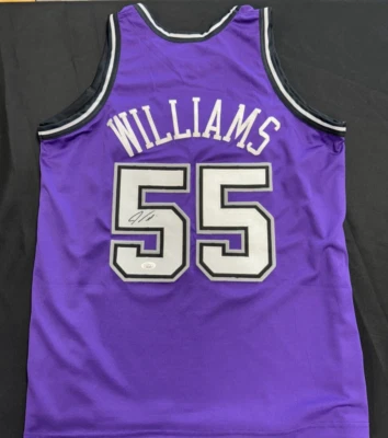 Camiseta Jason Williams White Chocolate Firmada Sacramento Kings Negra Auto JSA Foto 1 de 4