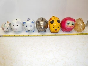 7 Vintage Classic Piggy Banks ~ Napier, Japan, Holland - Picture 1 of 17