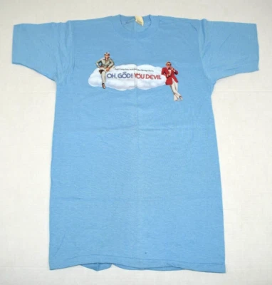 Camiseta Vintage Pantalla Estrellas George Burns Talla S Lite Azul 1984 Oh God You Devil Foto 1 de 4