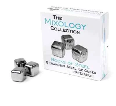 Set Of 6 Stainless Steel Reusable Whisky Stones Ice Cubes Chill Room Temp Drinks - Image 1 of 2