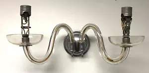 ART DECO HOLLYWOOD ERA REGENCIA VIDRIO CROMADO DE COLECCIÓN LÁMPARA DE DOBLE PARED APLIQUE DE LUZ - Imagen 1 de 13