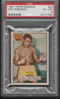 1951 Topps Ringside Boxing Set Break #43 Sugar Ray Robinson PSA 6 Ex-Mt Centered - Image 1 of 2