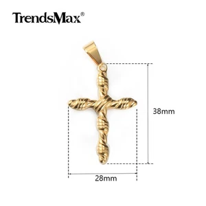 Gold Plated Stainless Steel Religious Cross Pendant Charm Only 28mm*38mm - Imagen 1 de 4