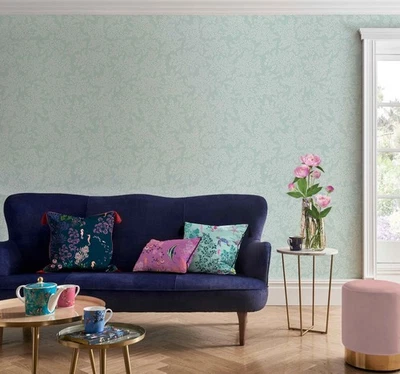 Papel pintado Sara Miller Little Leaves Duckegg PVP £568,80 - 4 rollos - Imagen 1 de 4