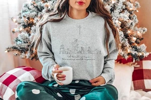 A Thrill Of Hope Sudadera Cristiana Navidad Belén Jesús Camisa Camiseta - Imagen 1 de 7