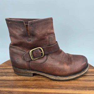Botas Frye Veronica para mujer 7 B marrón cuero hebilla tirar de moto botines al tobillo - Imagen 1 de 8