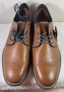 George Men's Cognac Plain Toe Oxford Memory Foam Dress Shoe Size 12- NEW w/ Tags - Picture 1 of 12
