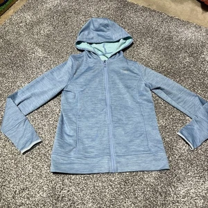 L.L. BEAN MÄDCHEN GRÖSSE 14/16 durchgehender Reißverschluss leicht blau Dri Fit Stil Hoodie - Bild 1 von 10