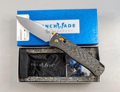Benchmade Bugout 535 Carbon Fiber Scales S30V Blade Ltd Edition⚡Gold Accents NEW - Image 1 of 4