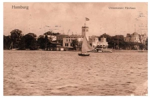 Hamburg Uhlenhorster Fährhaus Sailboat Vintage German Postcard PM - Picture 1 of 2