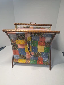MCM Madera Marco Plegable Cesta de Costura Hilo Carrito Soporte Tejer De Colección Patchwork - Imagen 1 de 9