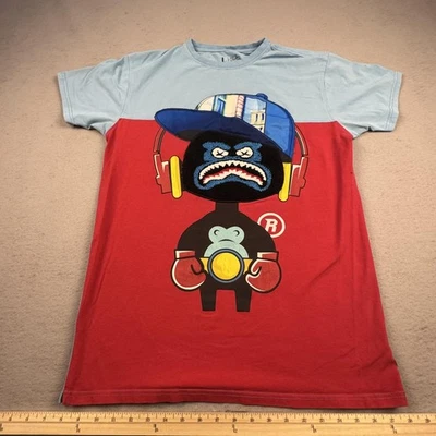 Camisa Bleecker & Mercer Para Hombres Grande Azul Rojo Gráfico Boxer Chenille Parche Camiseta Foto 1 de 4