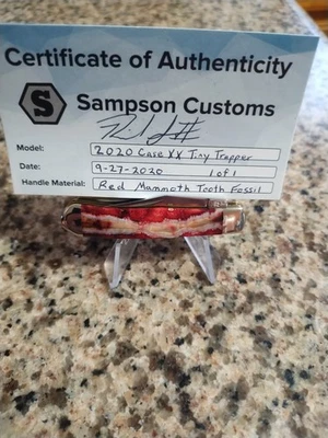 Case Tiny Trapper  Red Mammoth Tooth  Fossil - Image 1 of 4