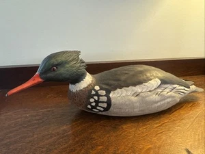 AMAZING VINTAGE ARTISAN RED-BREASTED MERGANSER Signed Cindy Lewis Mark Holland - Picture 1 of 13