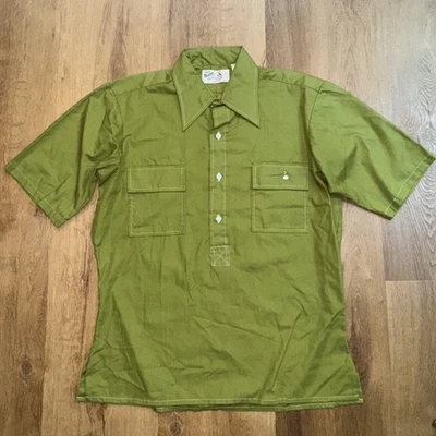 Vintage 60s 70s Manhattan Shirt Bum Disco Hippie Boho Pullover Tunic Mens Medium - Image 1 of 4