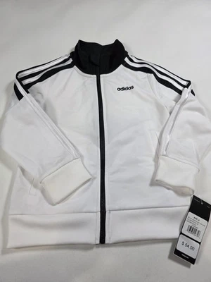 Adidas Youth Athletic Track Jacket Size 4 White Black  - Image 1 of 4