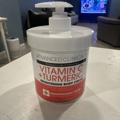 15 oz! ADVANCED CLINICALS VITAMIN C + TURMERIC Brightening FACE BODY & CREAM - Image 1 of 4