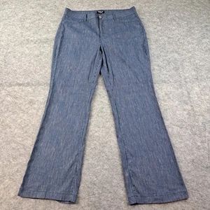NYDJ Curves 360 Pants Womens 12 Blue White Pinstripe Linen Blend Flare Stretch - Picture 1 of 12