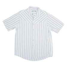 SEARS Shirt Blue Striped Short Sleeve Mens L