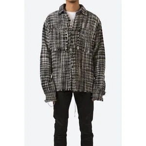 mnnl Raw Edge Flannel Shirt - Black/White M - Picture 1 of 12