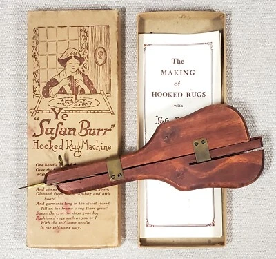 Vintage Ye Sufan Burr HOOKED RUG MACHINE Rug-Making Tool in Box, Inst. Primitive - Image 1 of 4