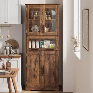 Kitchen Pantry Storage Cabinet with Doors Shelves Freestanding Cupboard Cabinet - Picture 1 of 10